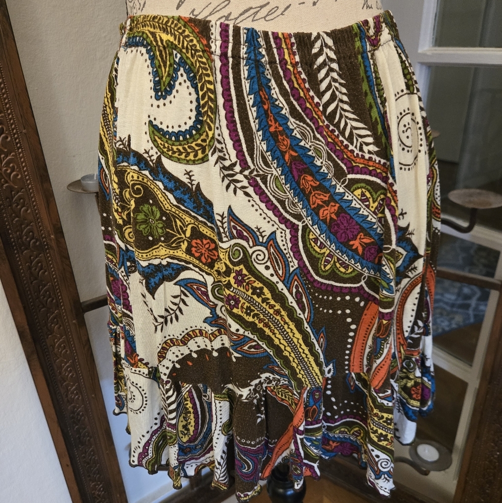 Vintage Psychedelic Paisley Floral Miniskirt, Sz S